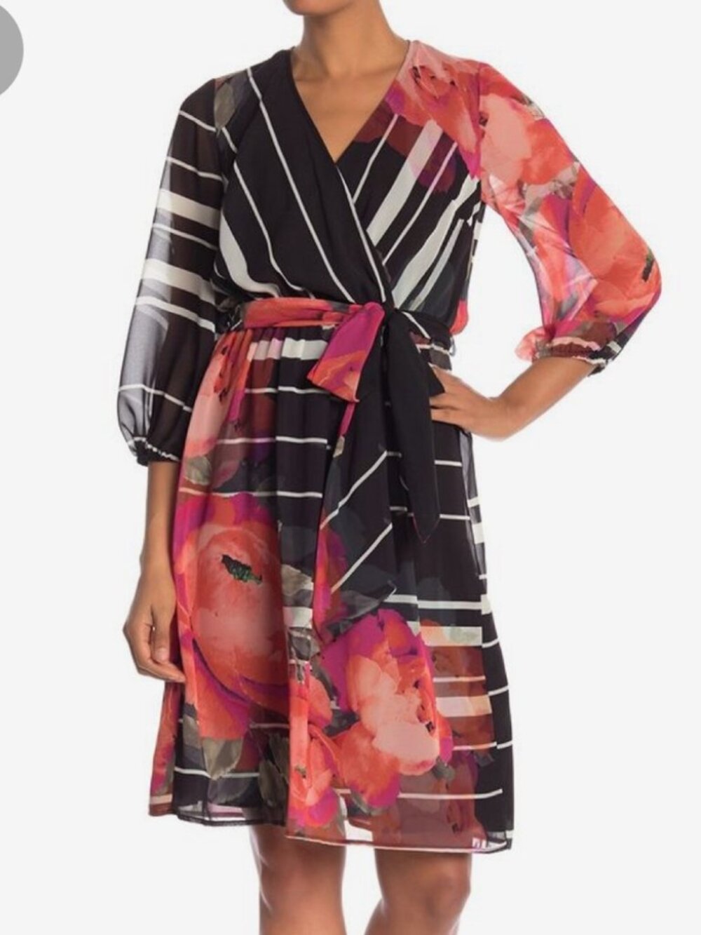 NWT Trina Turk Rose Chiffon Surplice Dress
